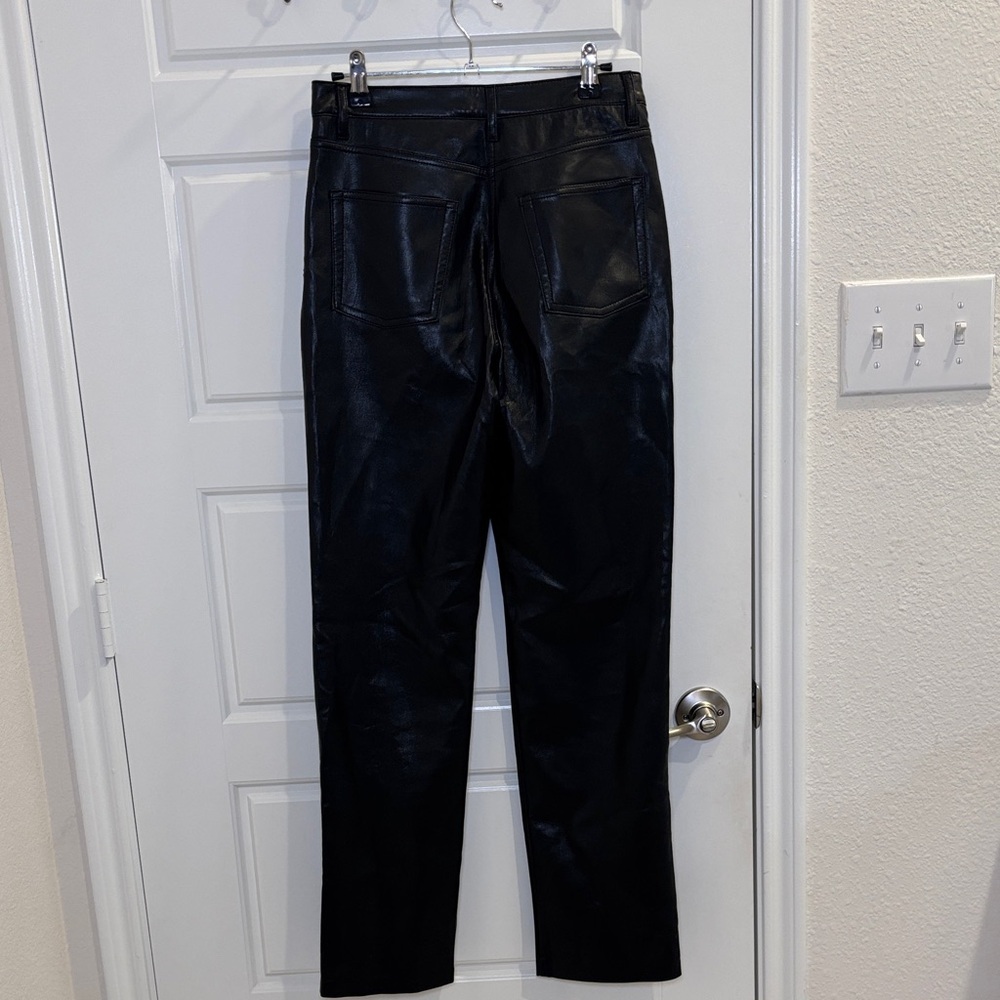 Aritzia Wilfred The Melina Faux Leather Pants Black Straight Leg Size 4 - Picture 3 of 5